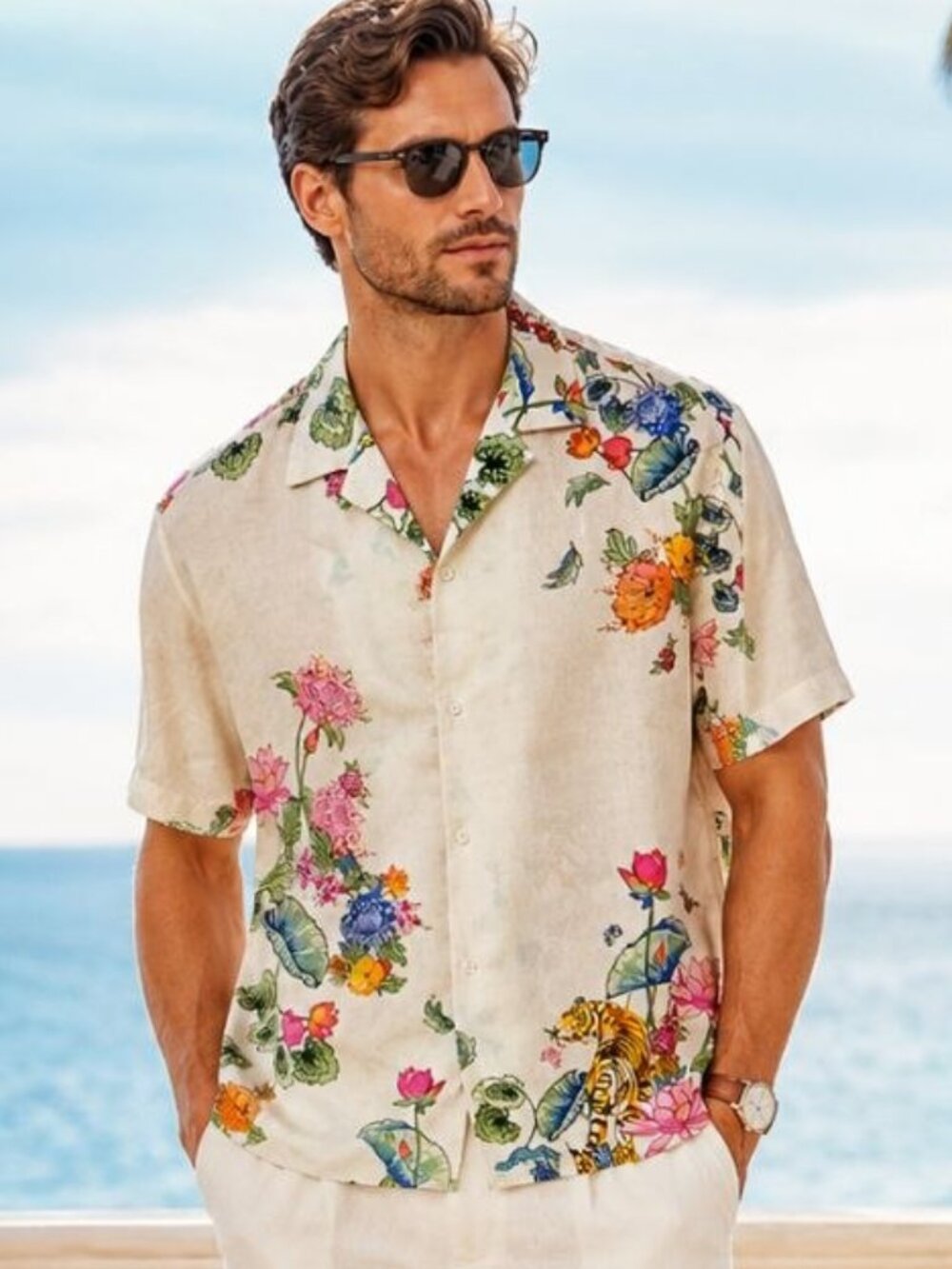 Men’s Summer Short Sleeve Shirt with Print – INC International Concepts, Size M